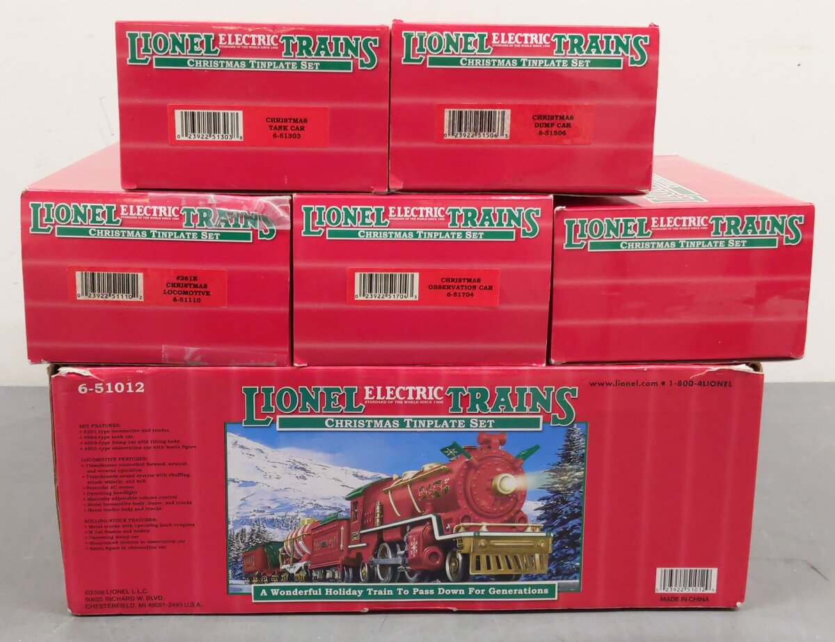Lionel 6-51012 O Gauge Tinplate Christmas Steam Train Set VG/Box