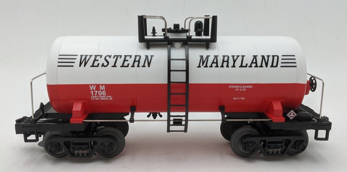 MTH 20-96070 O Scale Western Maryland 8000 Gallon Tank Car #1706 LN