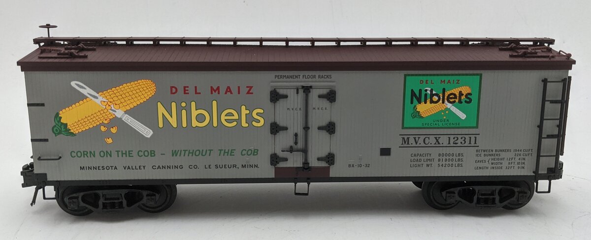 Atlas 6733-1 O Gauge Del Maiz Niblets Woodside Reefer Car #12311 (3-Rail) LN