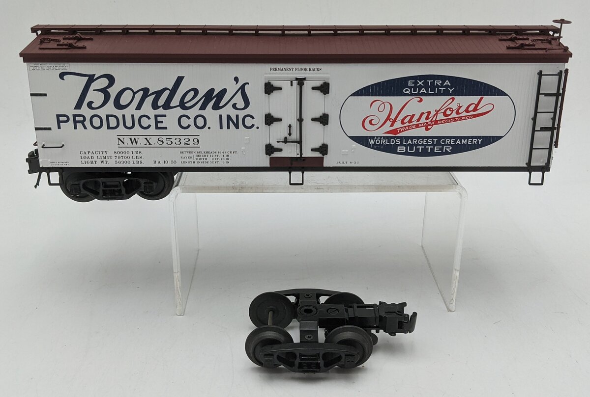 Atlas 8090 O Scale Borden's 40' Woodside Reefer Car #85329 (3-Rail) VG
