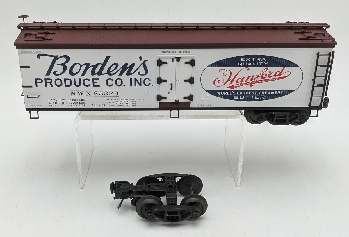 Atlas 8090 O Scale Borden's 40' Woodside Reefer Car #85329 (3-Rail) VG