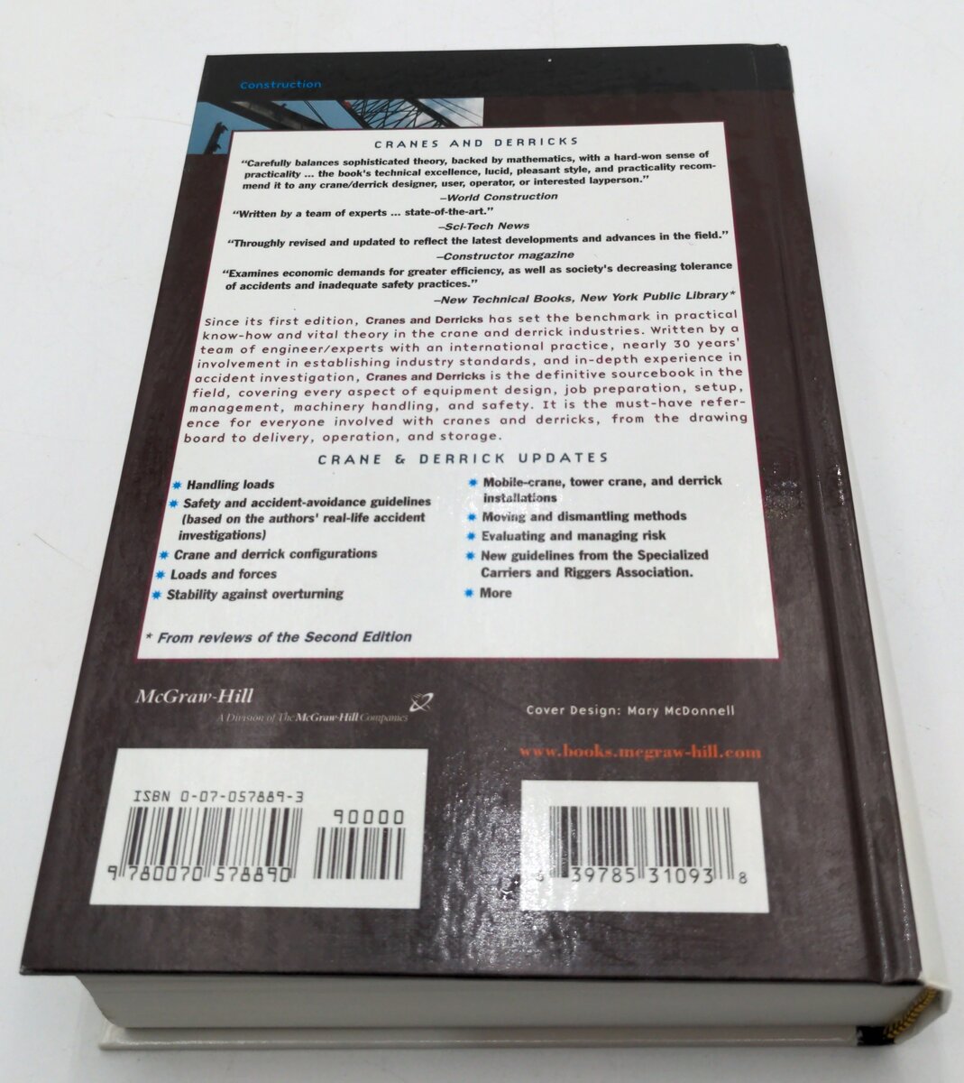 McGraw-Hill 0-07-057889-3 Cranes And Derricks 3rd Edition by Howard I. Shapiro LN