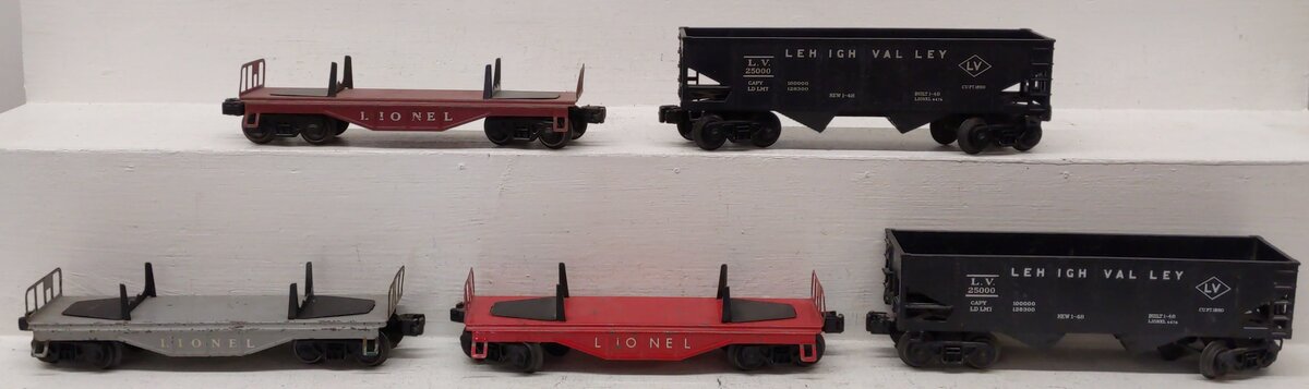 Lionel Vintage O Gauge Freight Cars #6111,6121,6111,6456,6456 [5] VG