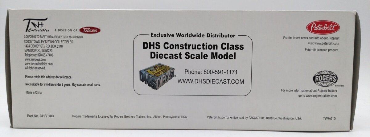 Sword Models DHS0100 1:50 Diecast Yellow Peterbilt 379 Tractor & Rogers Trailer NIB