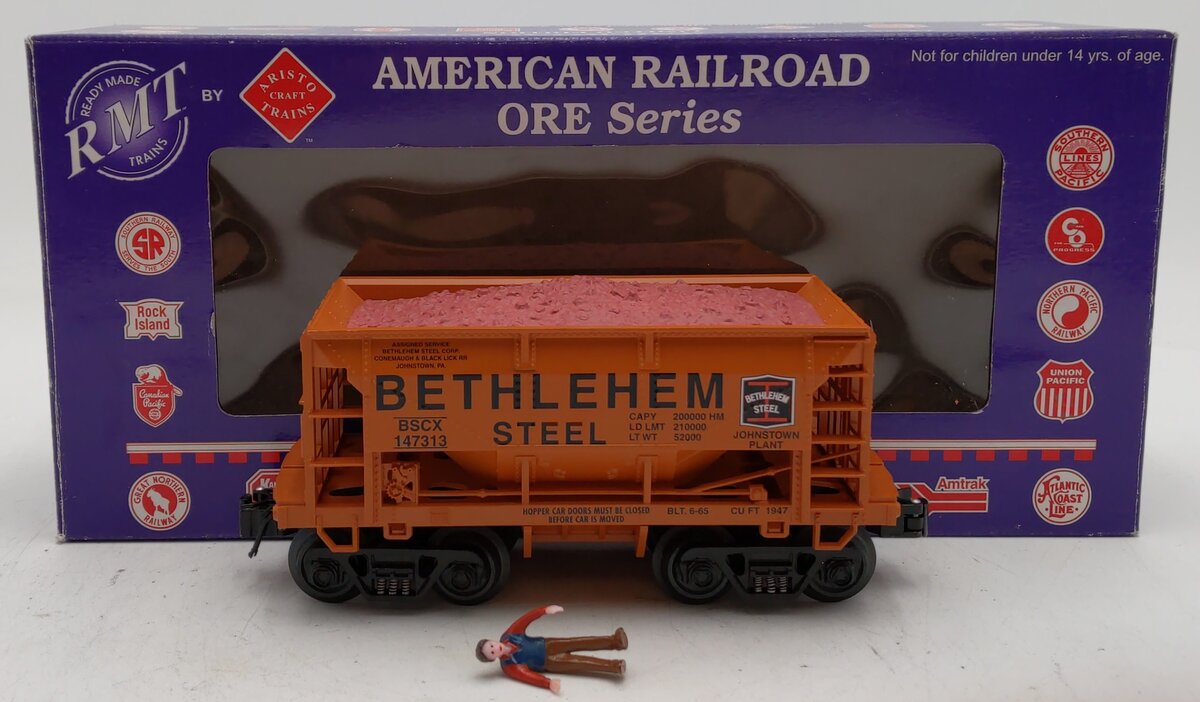 RMT 96719-2 O Gauge Bethlehem Steel Johnstown Ore Car w/ Load #147313 EX/Box