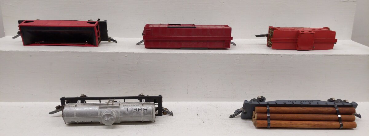 American Flyer Vintage S 3/16" Freight Cars: 716, 633, 625, 630, 628 [5] VG/Box