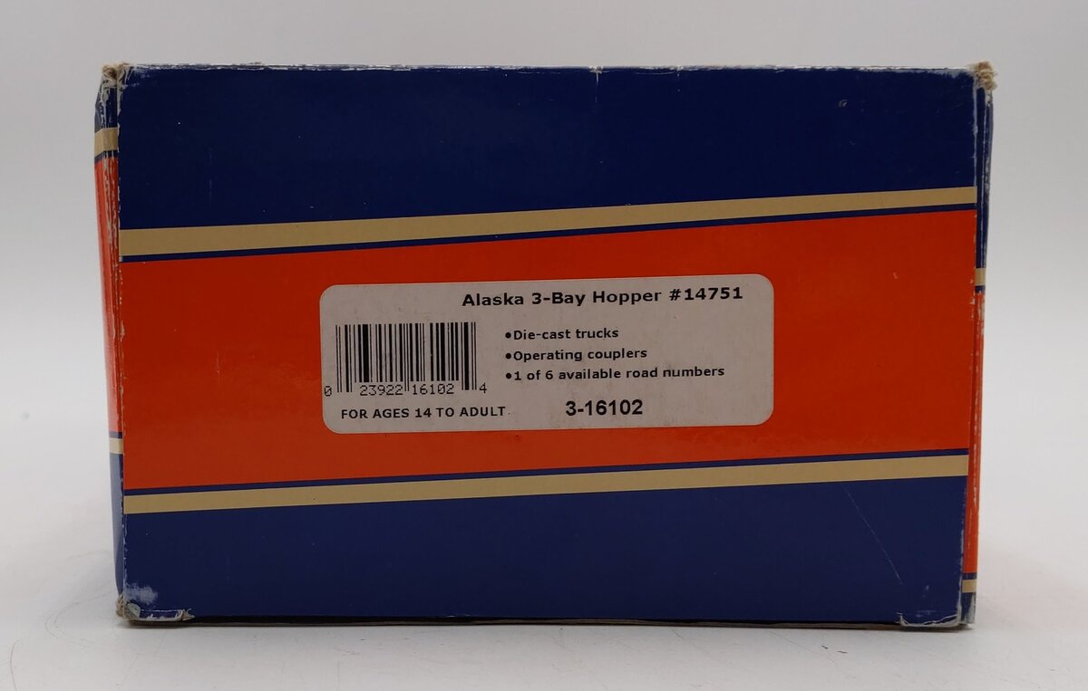Lionel 3-16102 O Scale LionScale ARR 3-Bay Open Hopper Train Car #14751 LN/Box