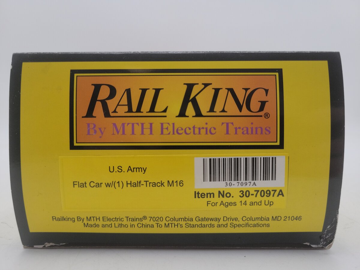 MTH 30-7097A O Gauge United States Army Flatcar W/ Half-Track M16 EX/Box