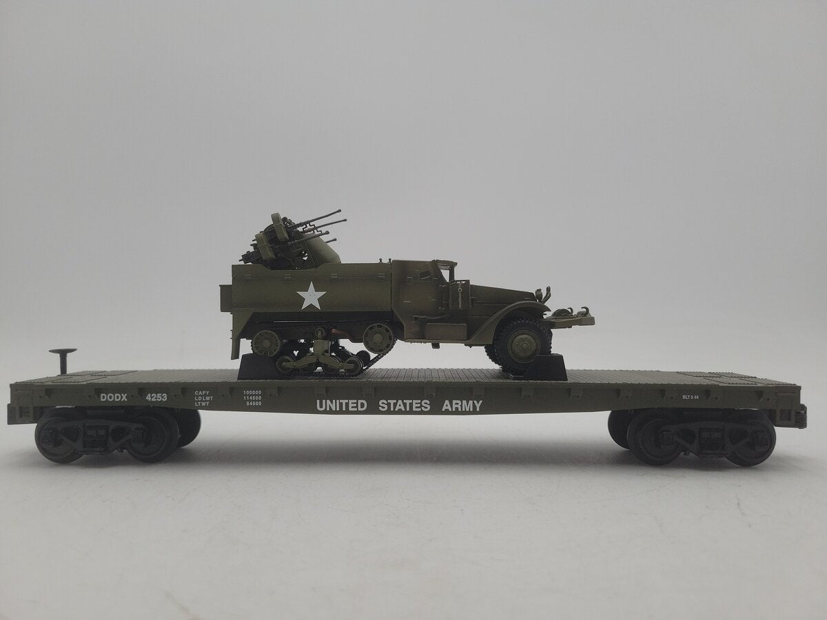 MTH 30-7097A O Gauge United States Army Flatcar W/ Half-Track M16 EX/Box