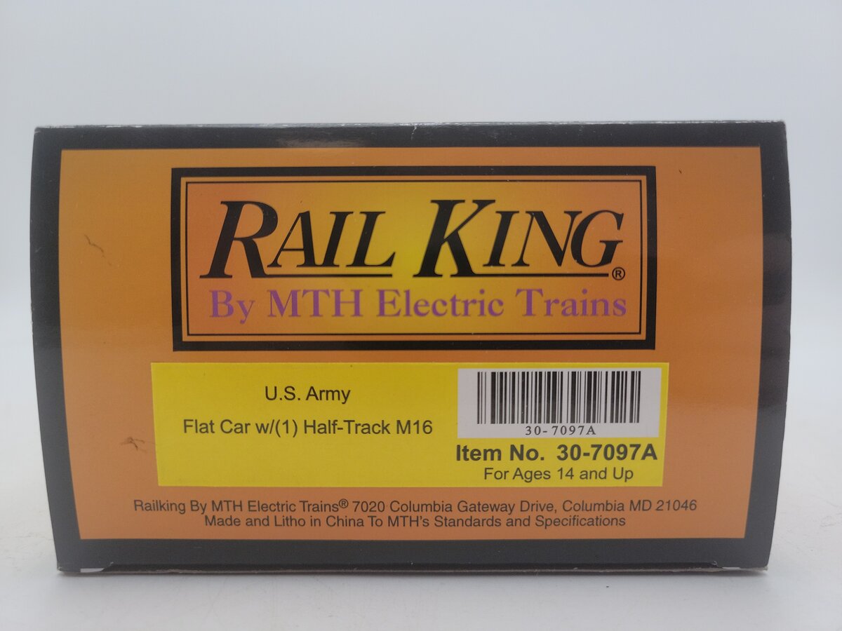 MTH 30-7097A O Gauge United States Army Flatcar W/ Half-Track M16 EX/Box