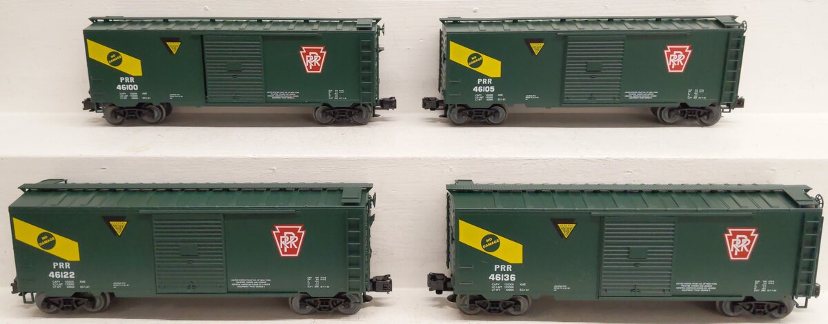 Weaver O Gauge PRR 40' Boxcars (3-Rail): #46100, #46105, #46122, #46136 [4] VG/Box