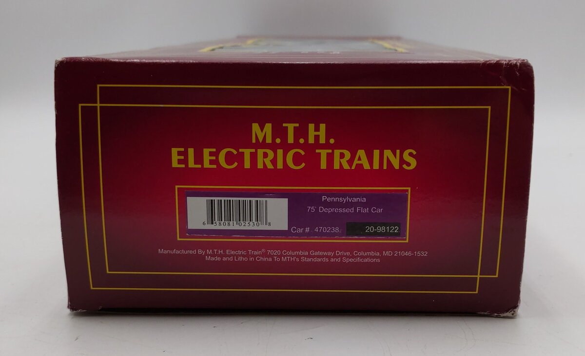 MTH 20-98122 Pennsylvania 75' Depressed Center Flatcar #470238 w/Transformer LN/Box