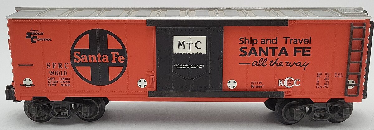 K-Line K-90010 O Gauge Santa Fe KCC 1996 Steel-Sided Reefer Car EX
