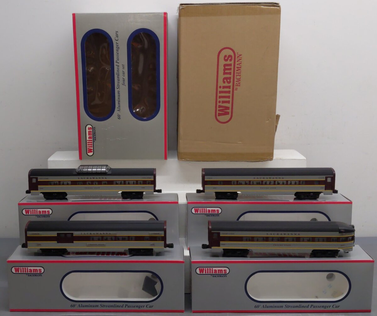 Williams 43065 Lackawanna 60 Ft. Streamline Passenger Car (Pack of 4) EX/Box