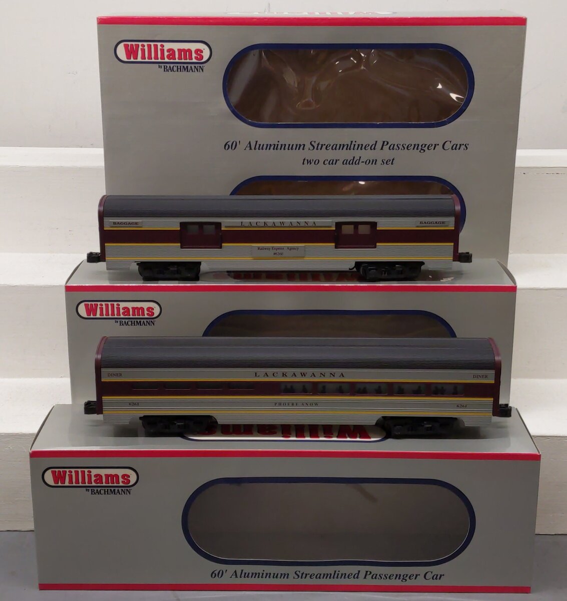 Williams 43015 Lackawanna 60 Ft. Streamline Passenger 2-Pack  LN/Box