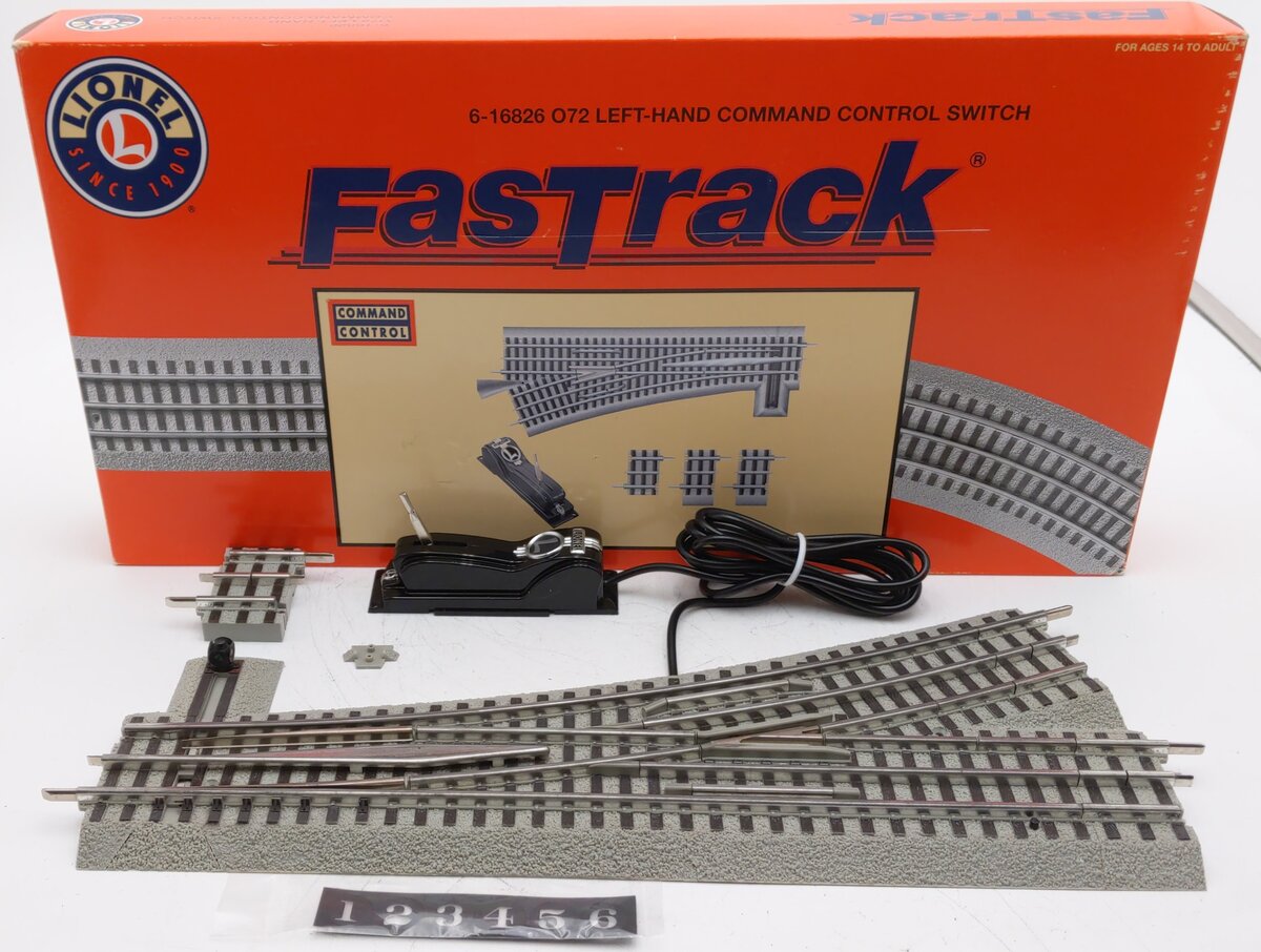 Lionel 6-16826 O72 FasTrack Command Control Left Hand Switch Turnout EX/Box