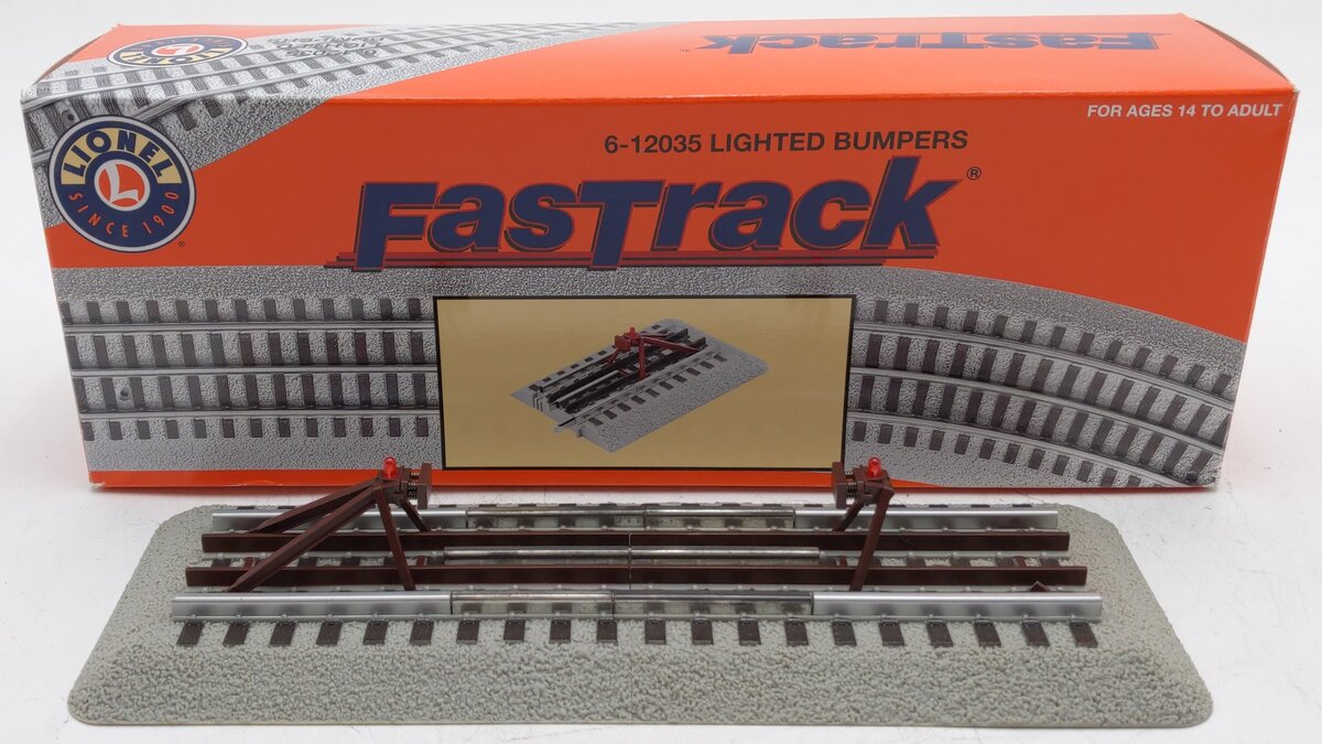 Lionel 6-12035 O Gauge FasTrack Lighted Bumpers (Pack of 2) VG/Box