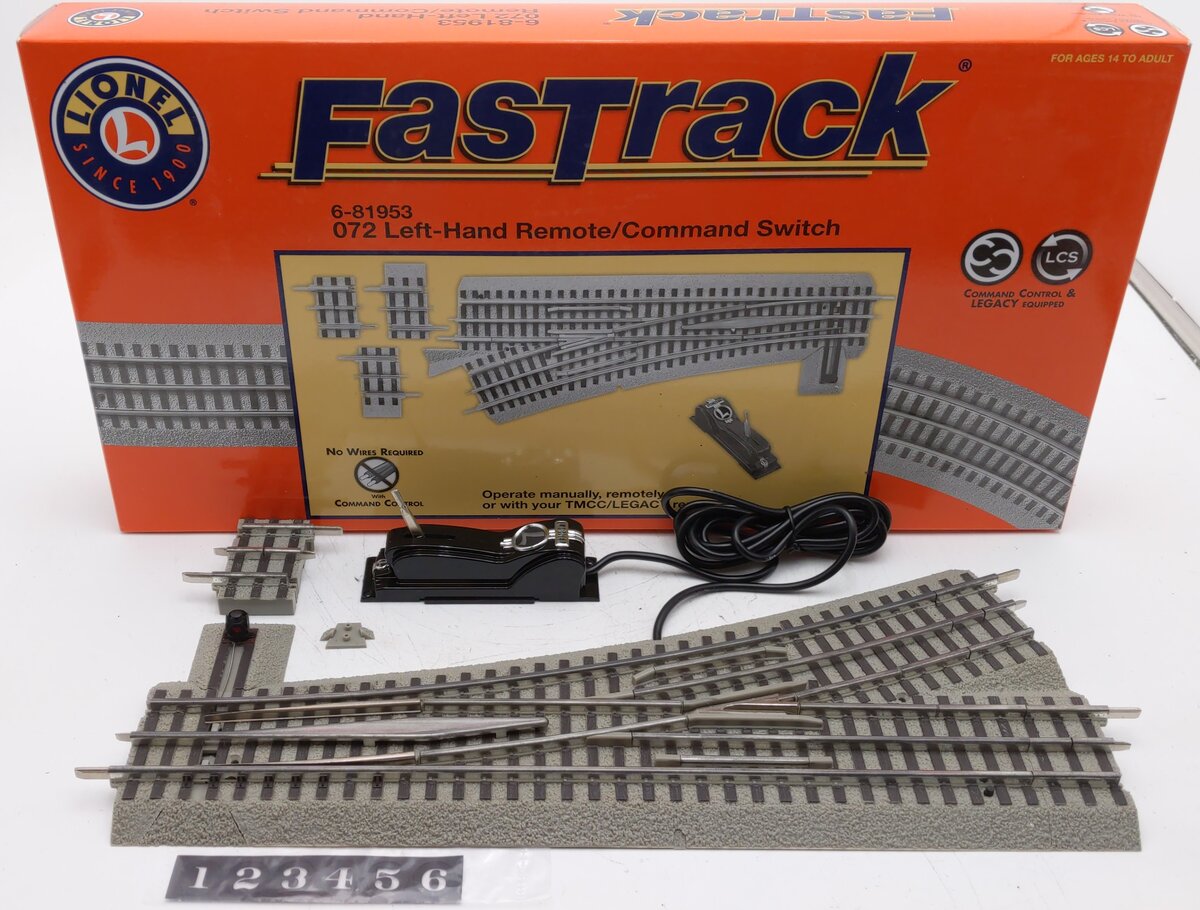 Lionel 6-81953 O-72 Left Hand Remote Fastrack/Command Switch Turnout EX/Box