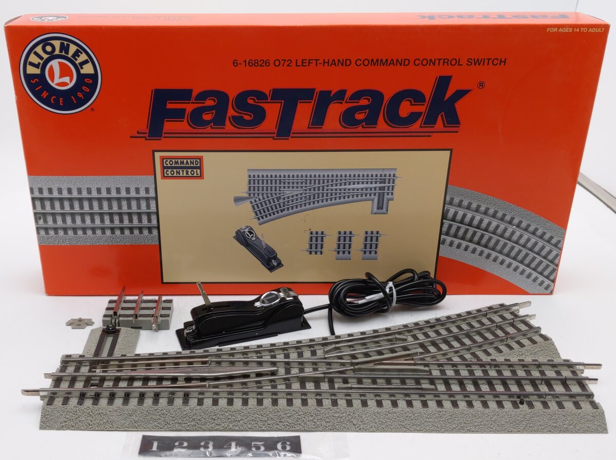 Lionel 6-16826 O72 FasTrack Command Control Left Hand Switch Turnout EX/Box