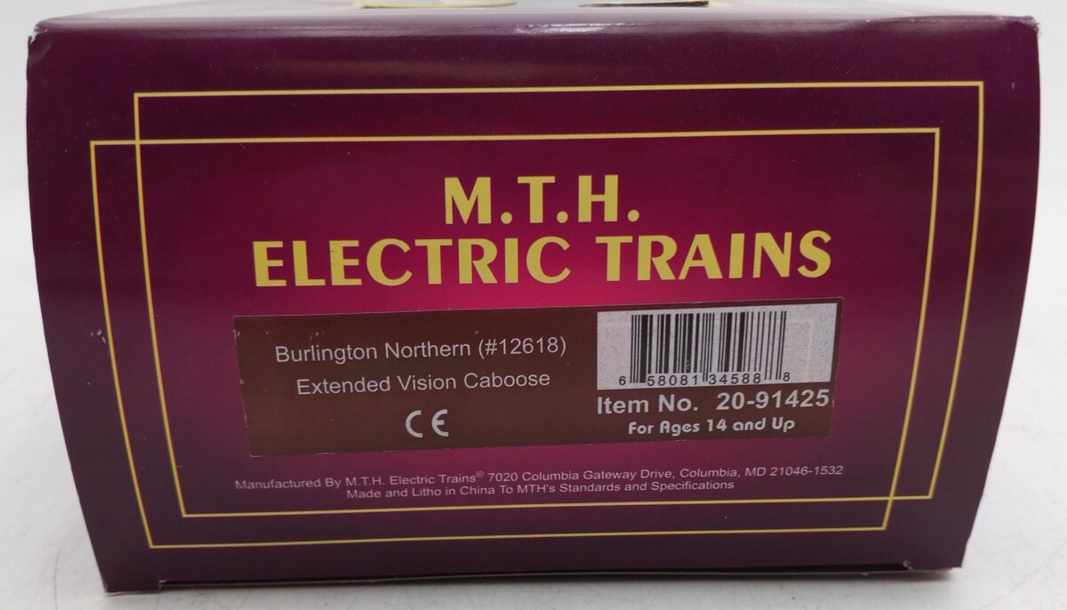 MTH 20-91425 O Gauge Extended Vision Caboose Burlington Northern #12618 LN/Box