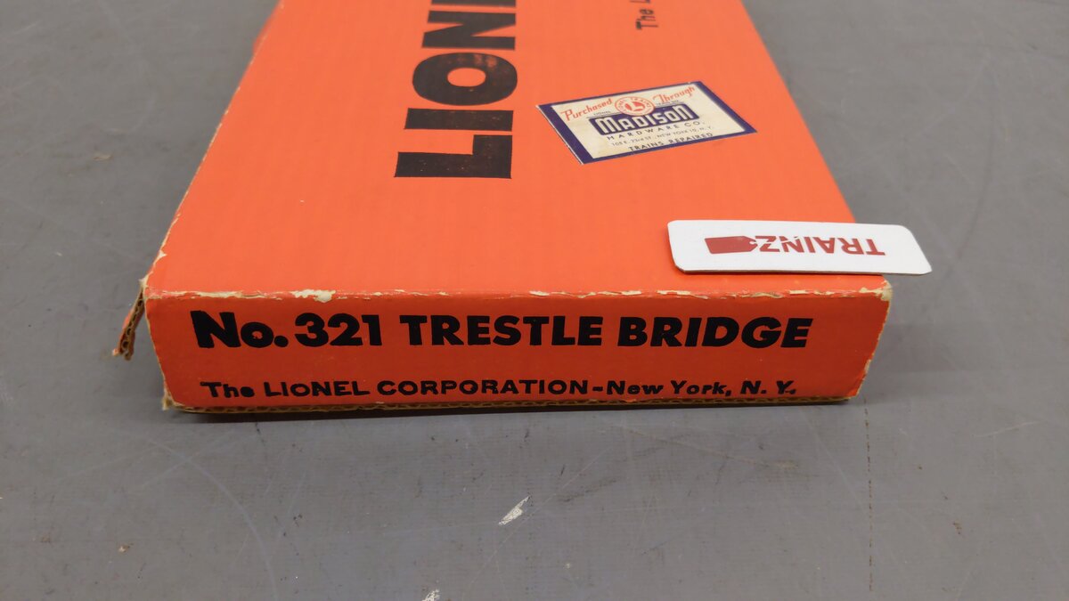 Lionel 321 Vintage O 24 Inch Long Plastic Trestle Bridge - Unassembled VG/Box