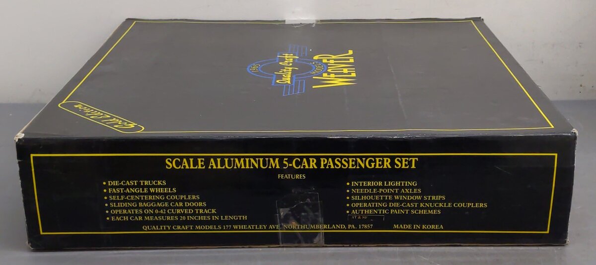 Weaver O Gauge AT&SF Aluminum Passenger 5-Car Set (3-Rail) EX/Box