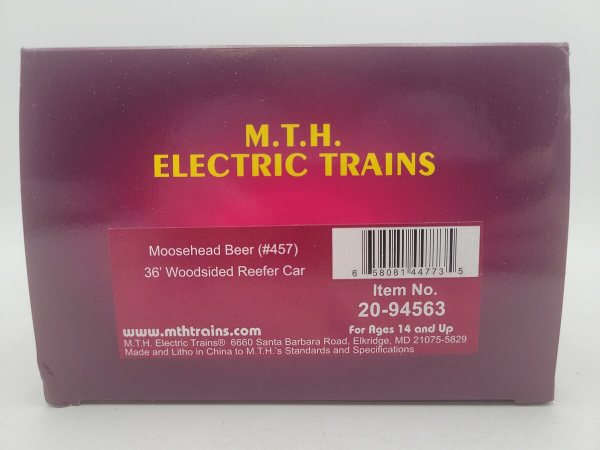MTH 20-94563 O Gauge Moosehead Beer Reefer Car #457 EX/Box