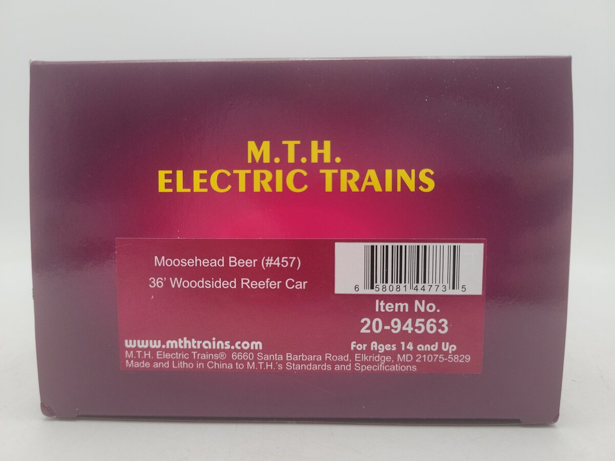 MTH 20-94563 O Gauge Moosehead Beer Reefer Car #457 EX/Box
