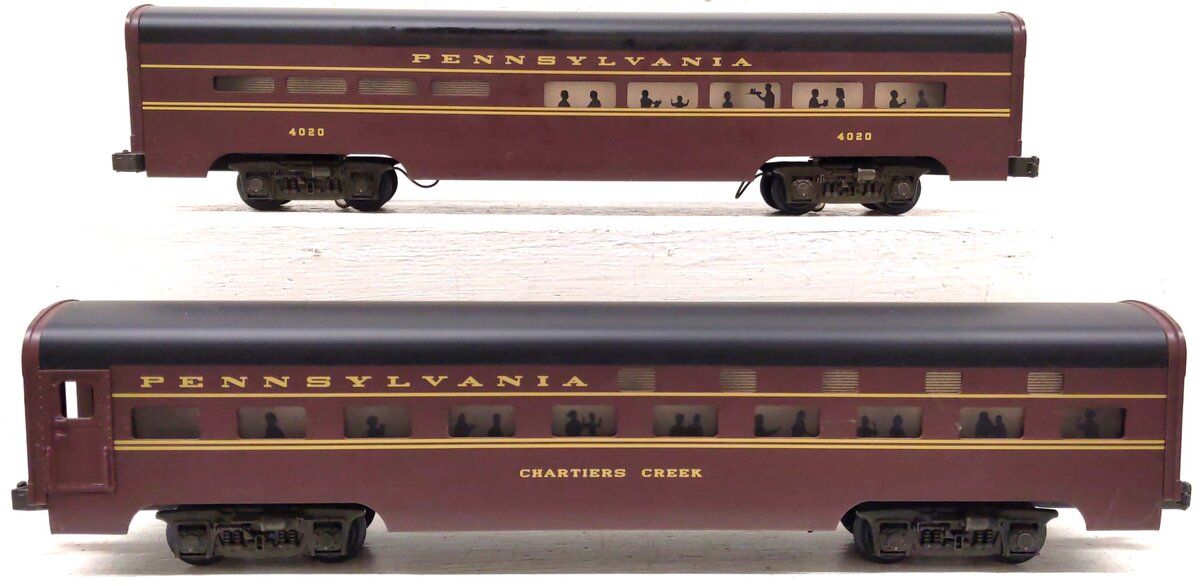 MTH 20-6117 O Gauge Pennsylvania Railroad 60' Aluminum Sleeper/Diner Set EX/Box