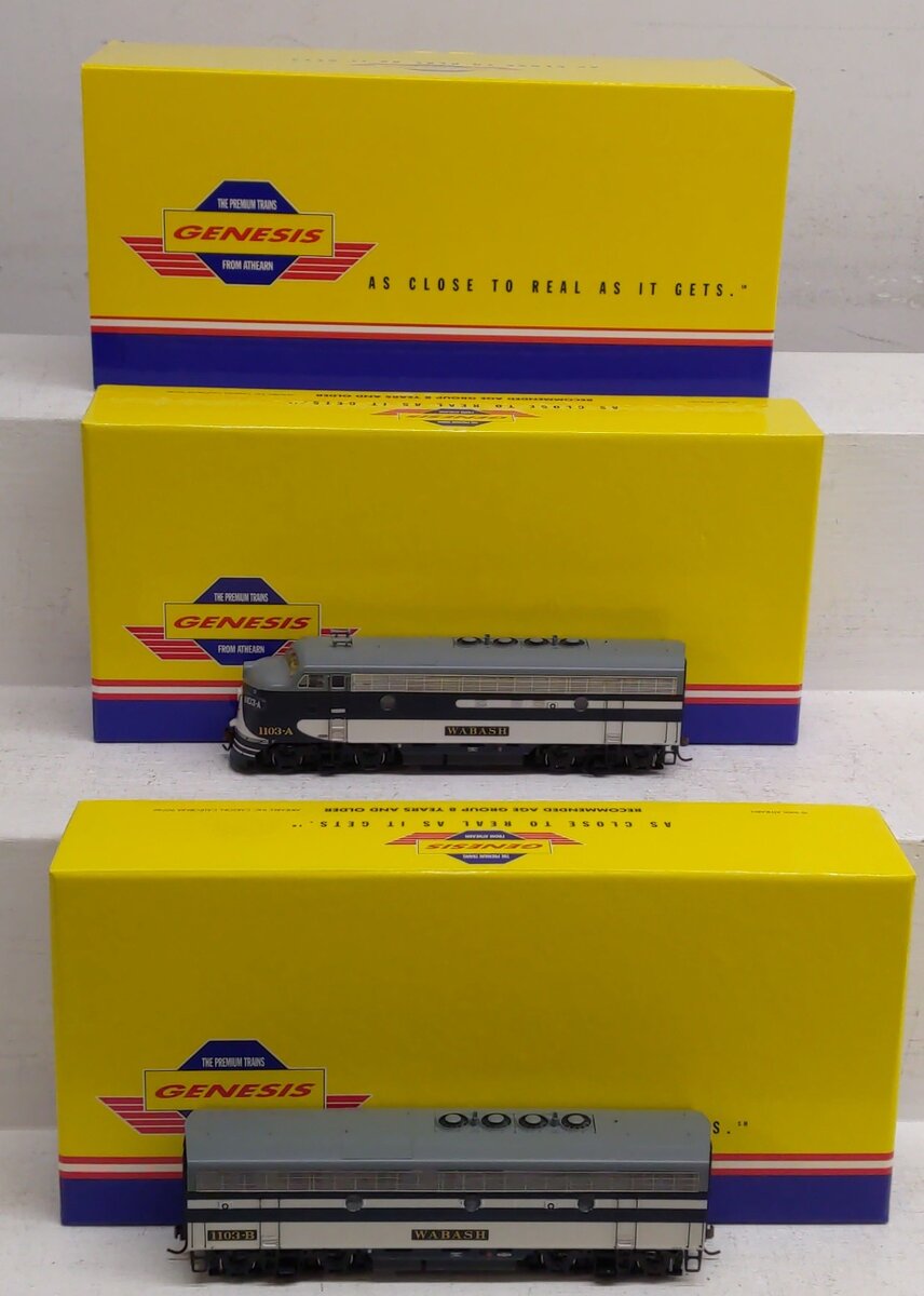 Athearn G15703 HO Scale Wabash F-7A/F-7B Diesel Locomotive Set #1103-A & 1103-B EX/Box