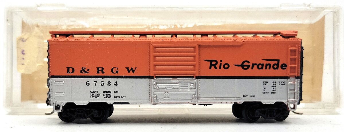 Atlas 3423 N Scale D&RGW Rio Grande 40' Boxcar #67534 LN/Box