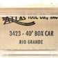 Atlas 3423 N Scale D&RGW Rio Grande 40' Boxcar #67418 LN/Box