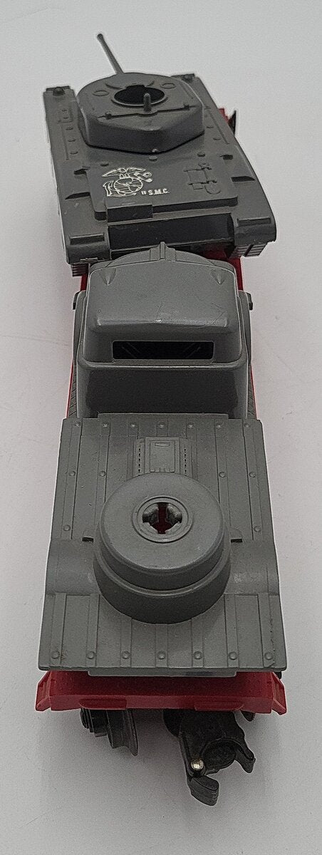Lionel 6803 Vintage O Flatcar w/ USMC Tank & Sound Truck VG