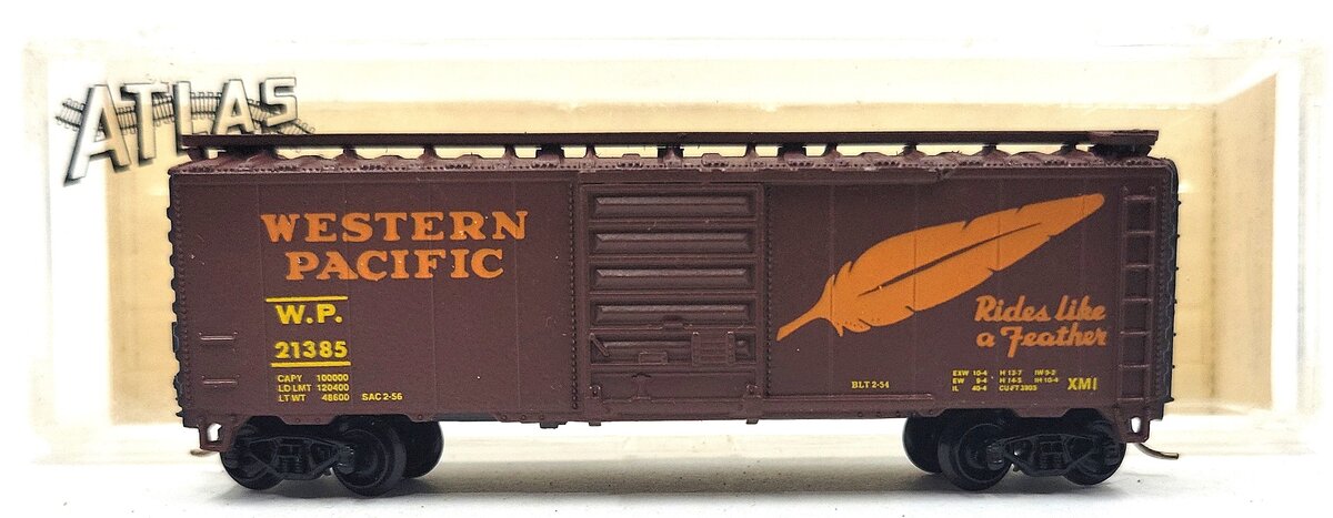 Atlas 3432 N Scale Western Pacific 40' Boxcar #21385 LN/Box