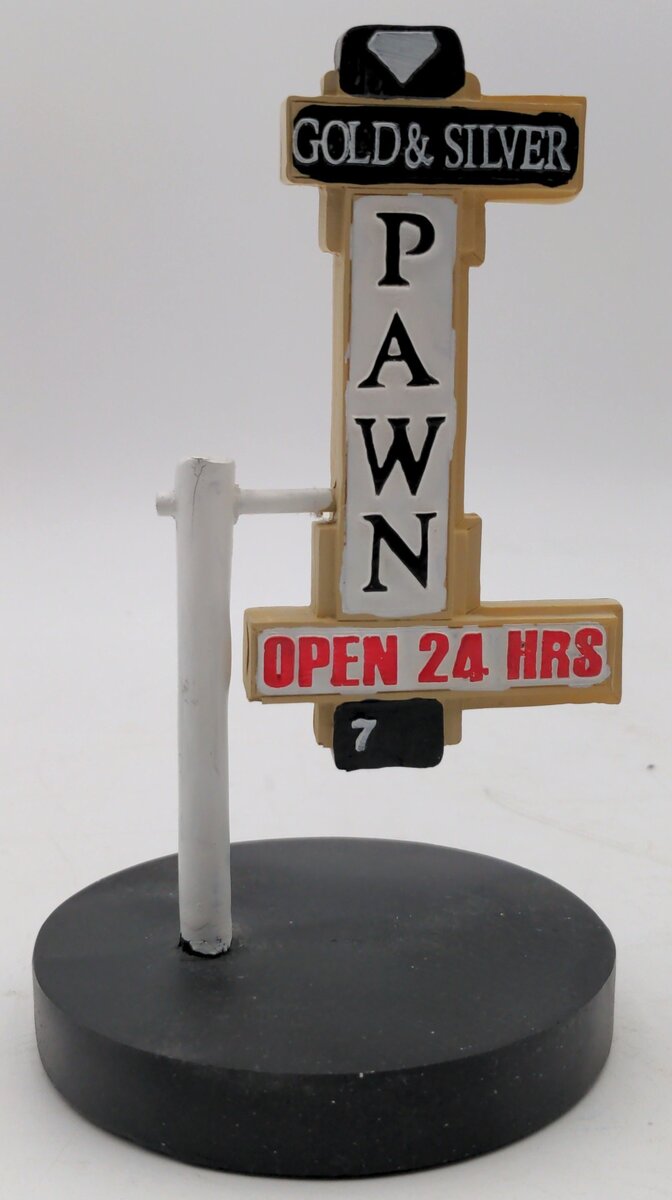 JF Sports Marketing LLC Miniature Desk Gold & Silver Pawn Sign Replica NIB