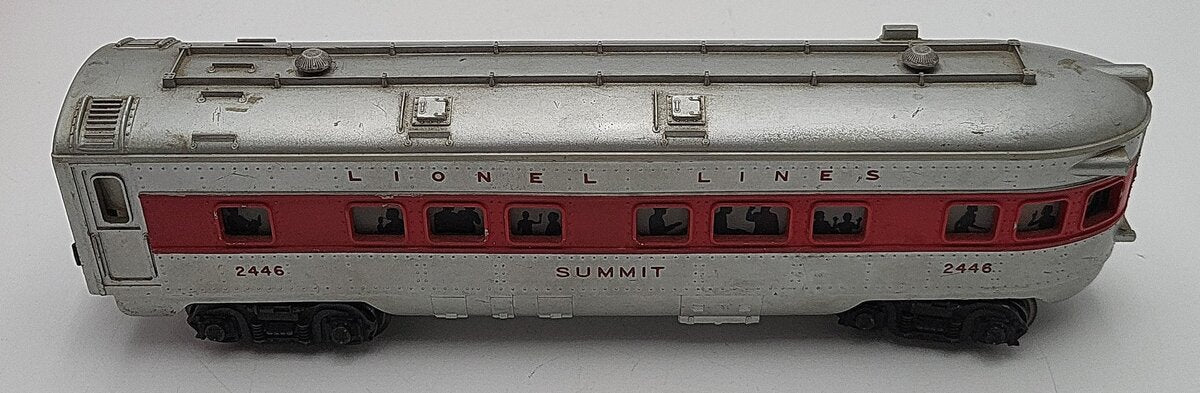 Lionel 2446 Vintage O Lionel Lines Summit Solid Red Stripe Observation Car VG/Box