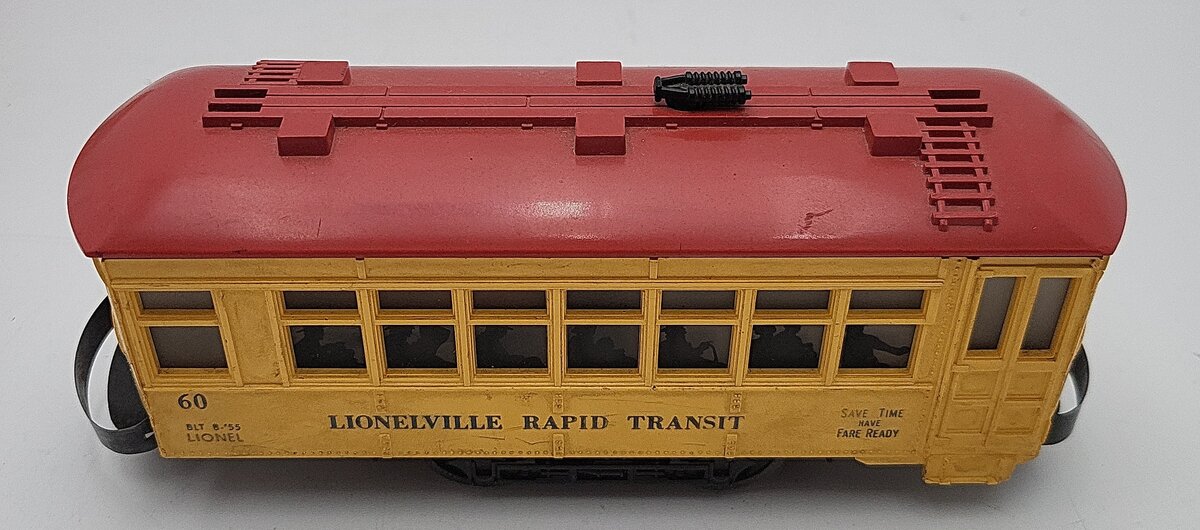 Lionel 60 Vintage O Gauge Postwar Lionelville Trolley with Black Lettering VG