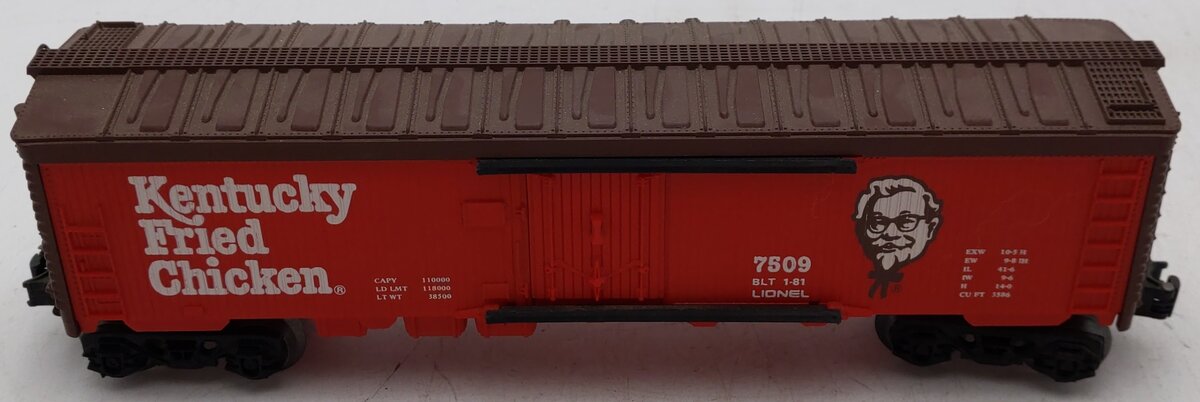 Lionel 6-7509 O Gauge Kentucky Fried Chicken Reefer Car EX