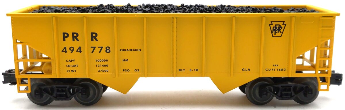 Weaver O Scale PRR 2-Bay Coal Hopper #494778 VG