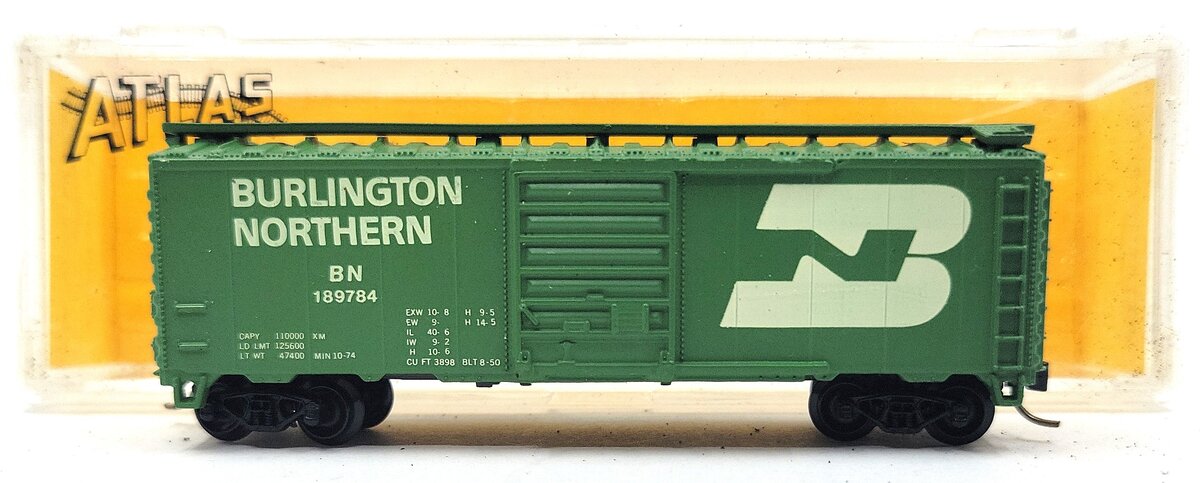 Atlas 3407 N Scale Burlington Northern 40' Boxcar LN/Box