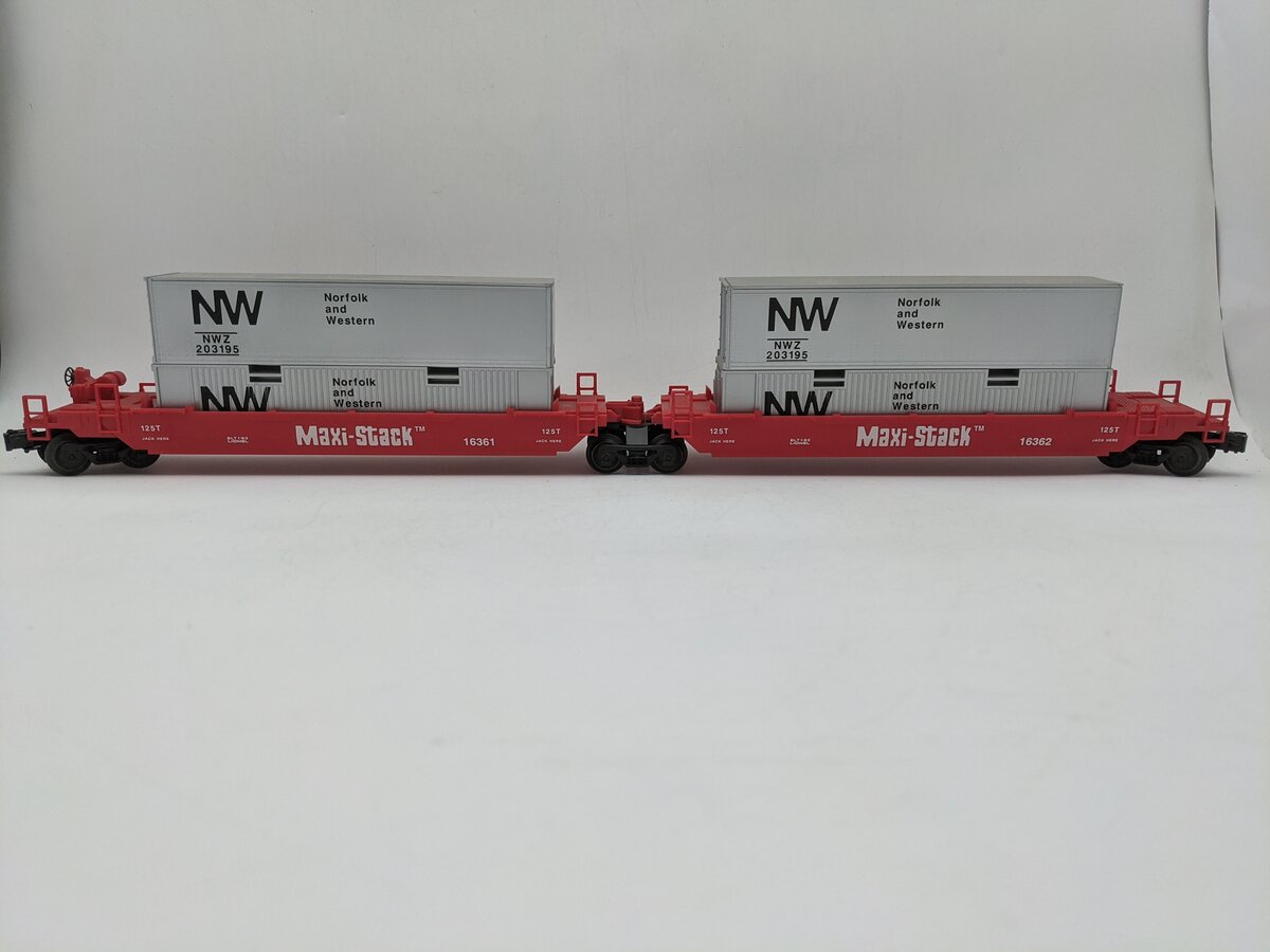 Lionel 6-16360 O Gauge Norfolk & Western Maxi-Stack Intermodal Flatcars Set EX