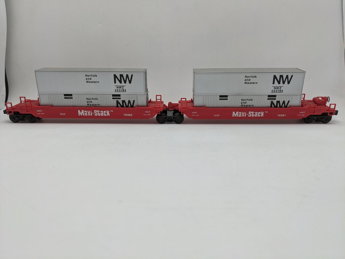 Lionel 6-16360 O Gauge Norfolk & Western Maxi-Stack Intermodal Flatcars Set EX
