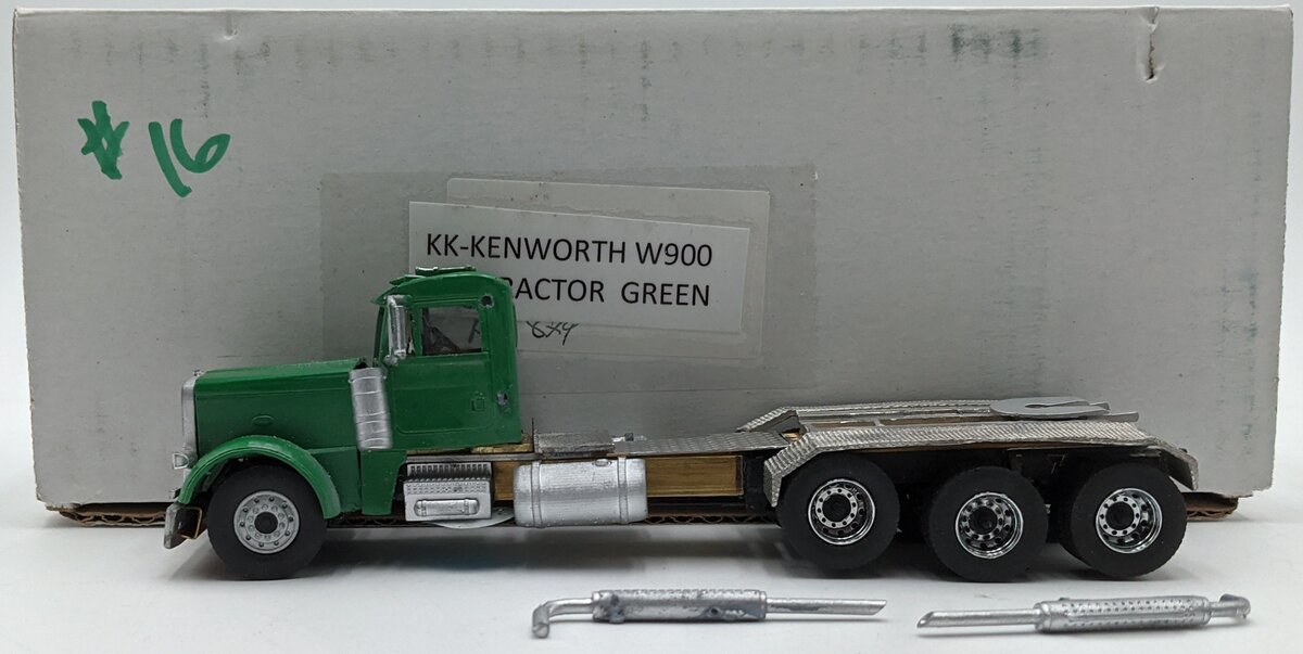 Custom Built 1:50 Diecast Custom KK-Kenworth W900 8X4 Tractor Green VG/Box