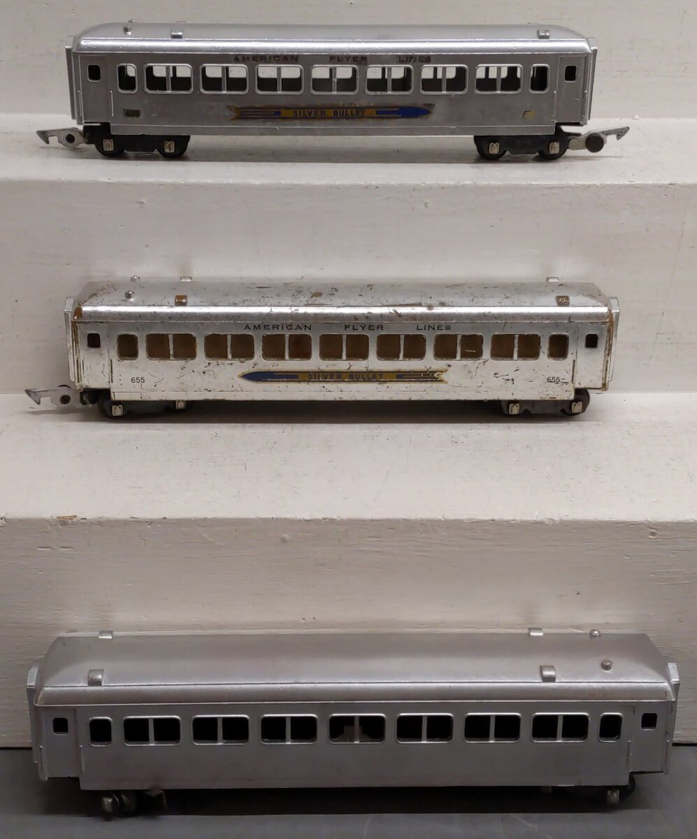 American Flyer Vintage S Scale Custom Silver Passenger Cars #655,655 [3]