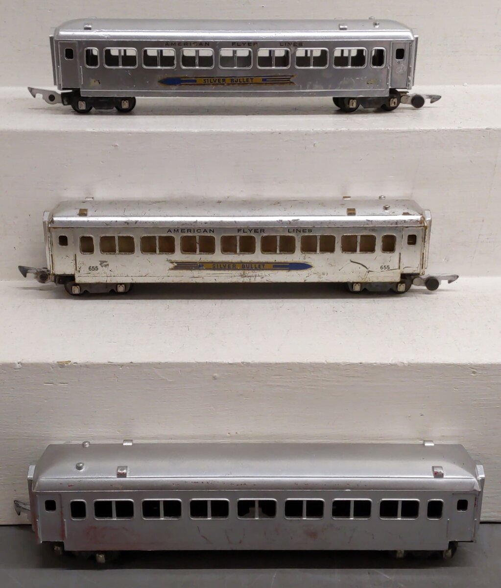 American Flyer Vintage S Scale Custom Silver Passenger Cars #655,655 [3]