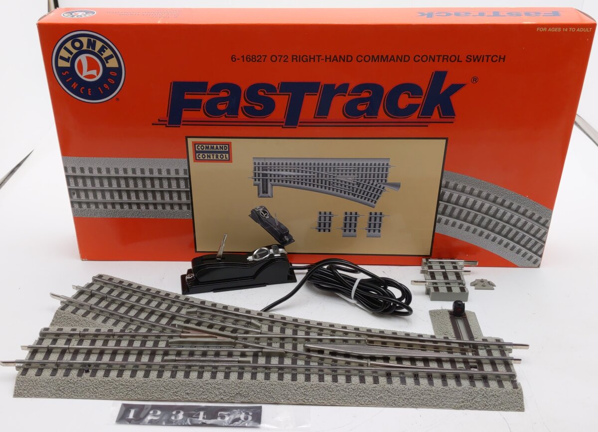 Lionel 6-16827 O72 FasTrack Command Control Right Hand Switch Turnout EX/Box