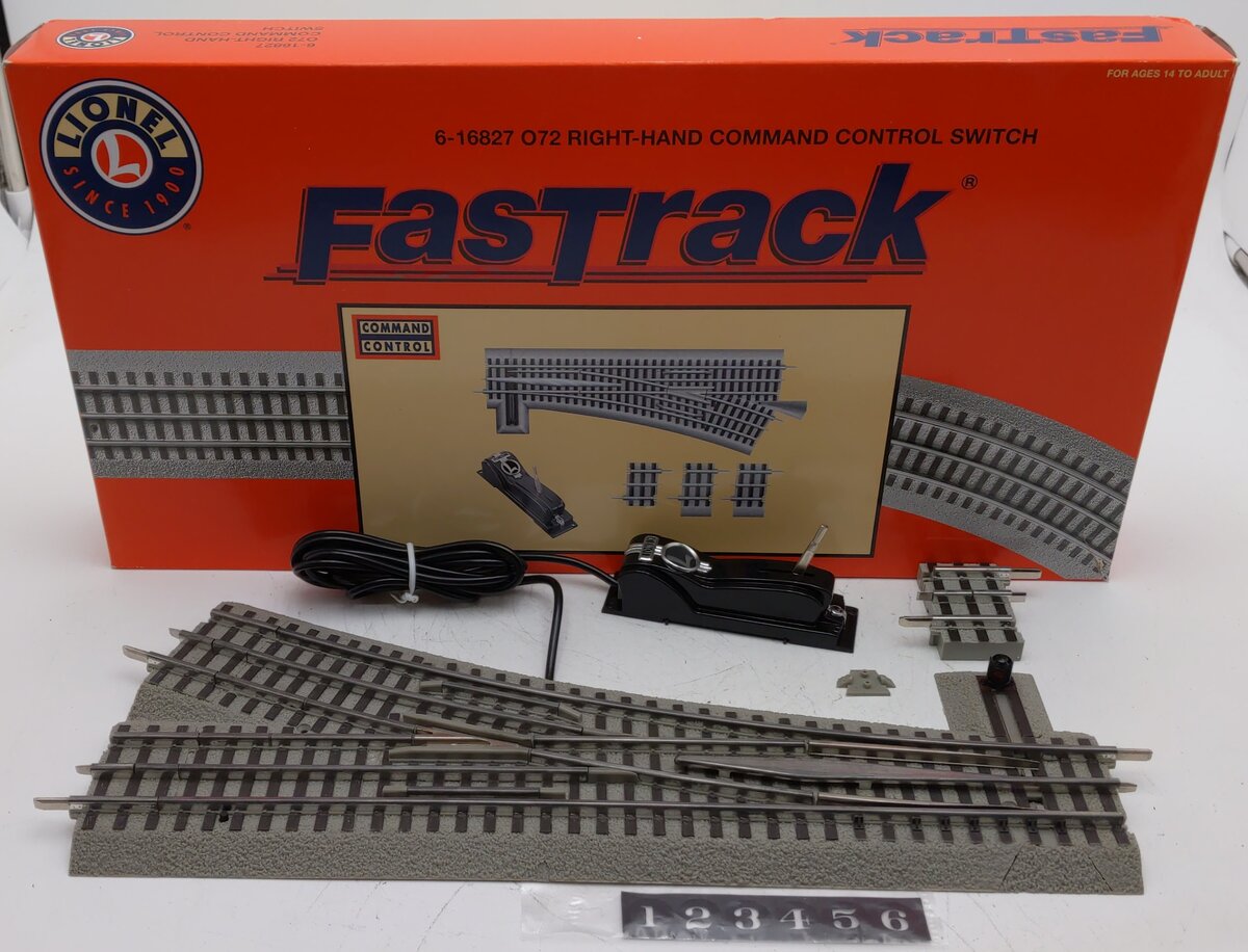 Lionel 6-16827 O72 FasTrack Command Control Right Hand Switch Turnout EX/Box