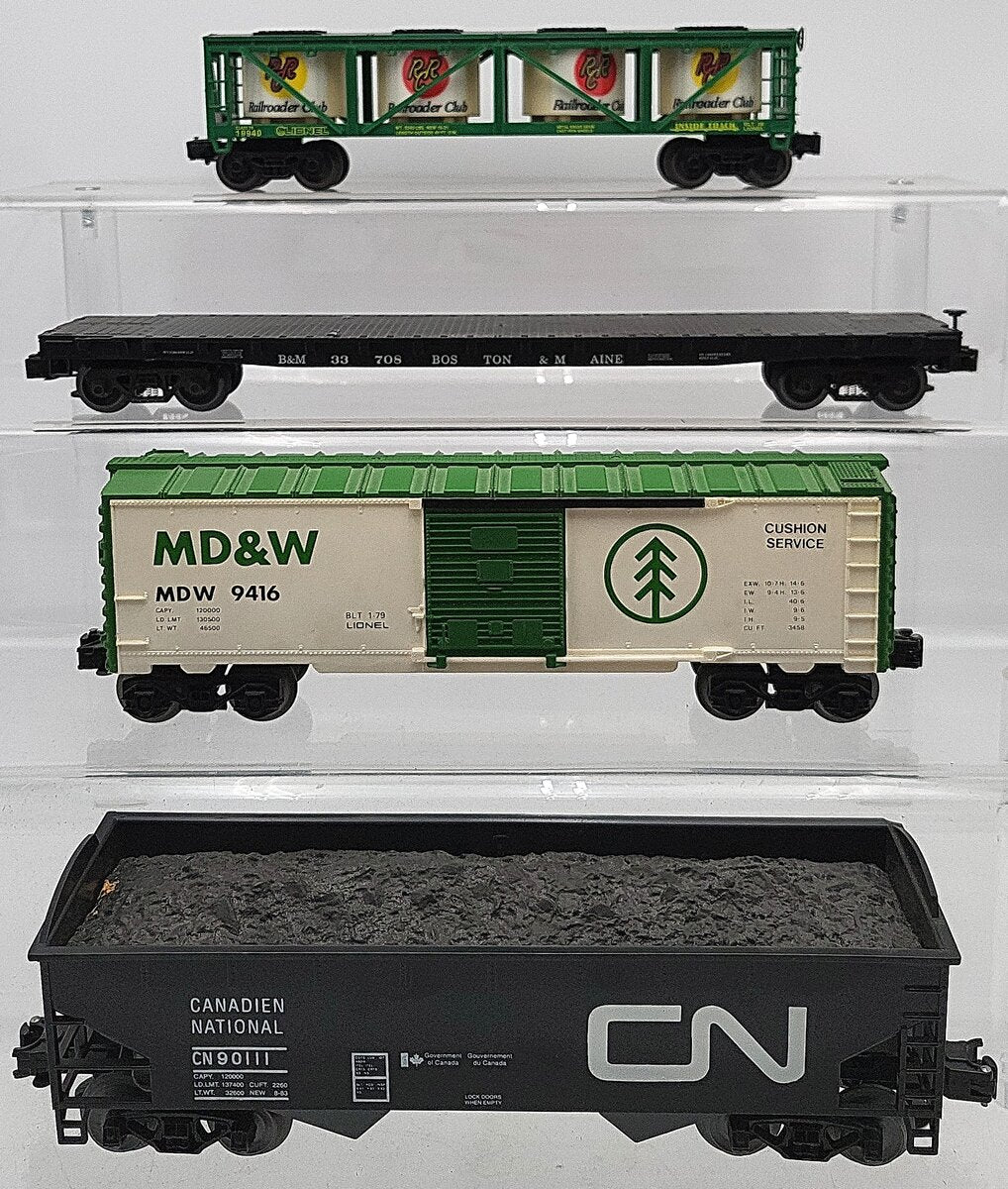 Lionel & Other O Gauge Assorted Freight Cars: 90111, 19940, 33708, 9416 [4] VG