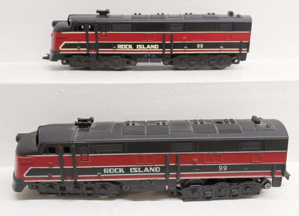 Marx 99 Vintage O Gauge Rock Island EMD E7 AA Diesel Locomotive Set