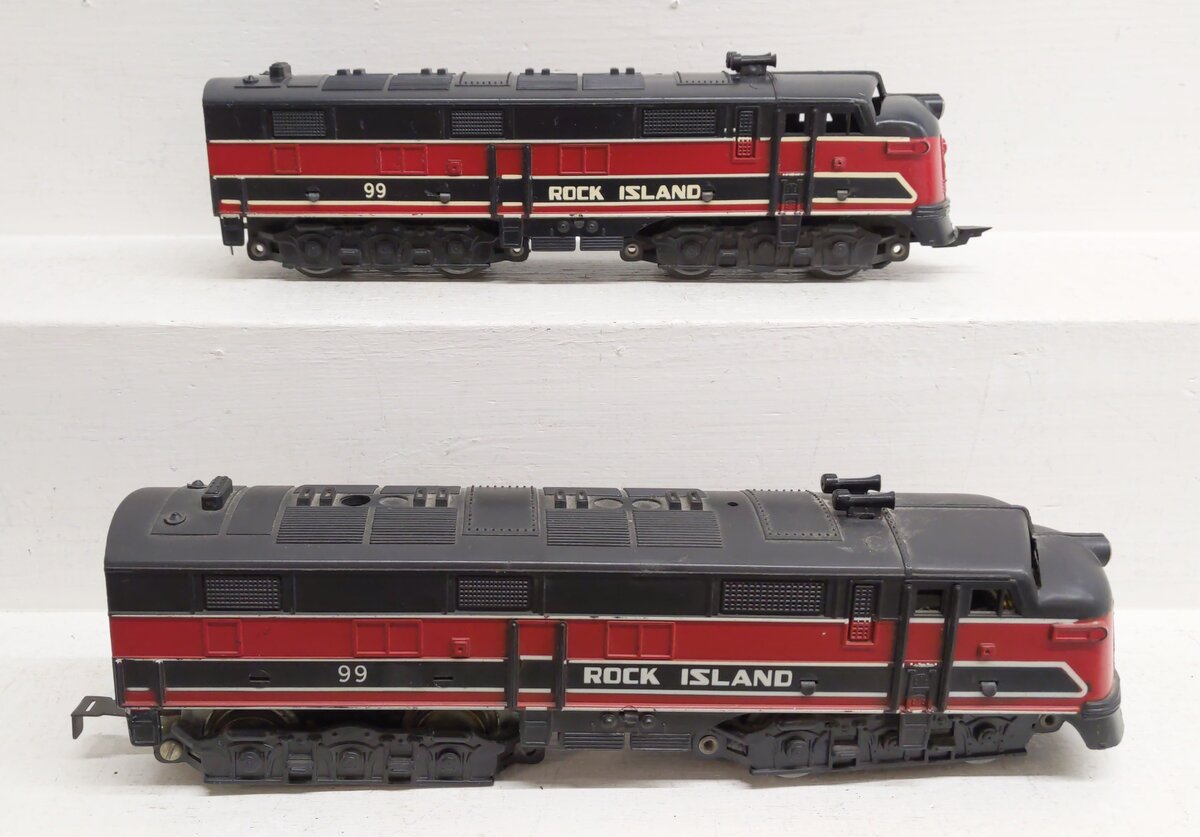 Marx 99 Vintage O Gauge Rock Island EMD E7 AA Diesel Locomotive Set